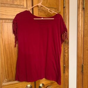 Women’s Red Fringe Sleeve Top